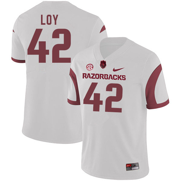 Men #42 Sam Loy Arkansas Razorbacks College Football Jerseys Sale-White